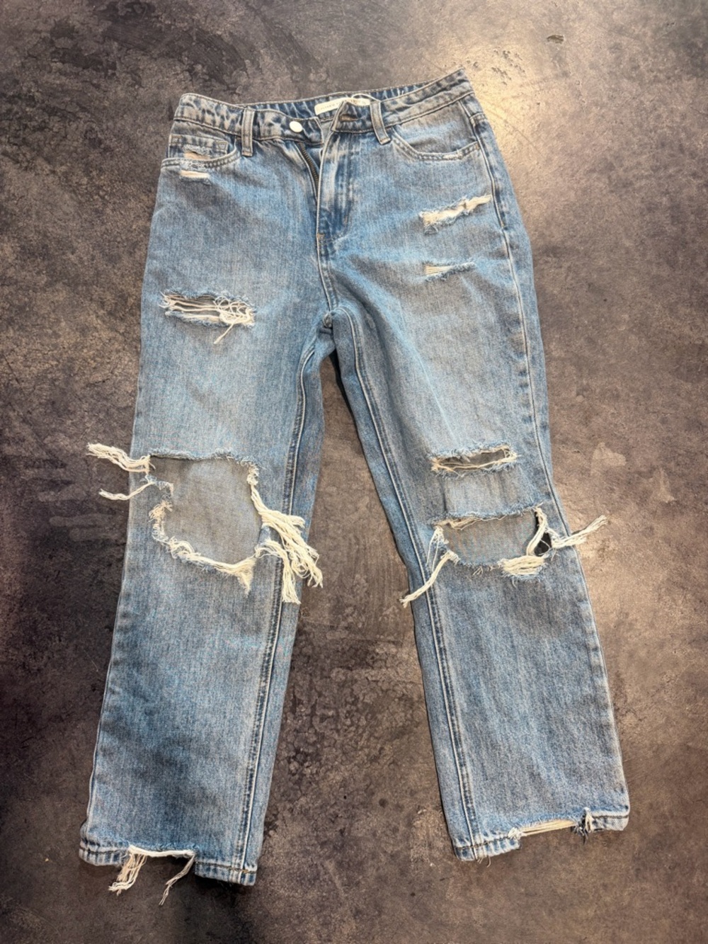 Altar'd State Light Blue Distressed Straight-Leg Jeans